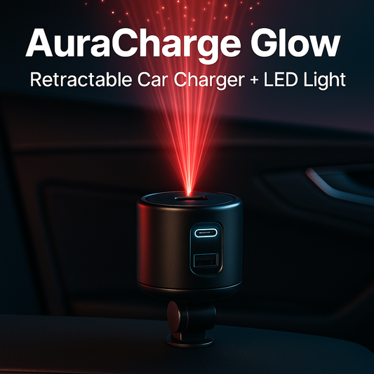AuraCharge Glow – Retractable Car Charger + LED Light